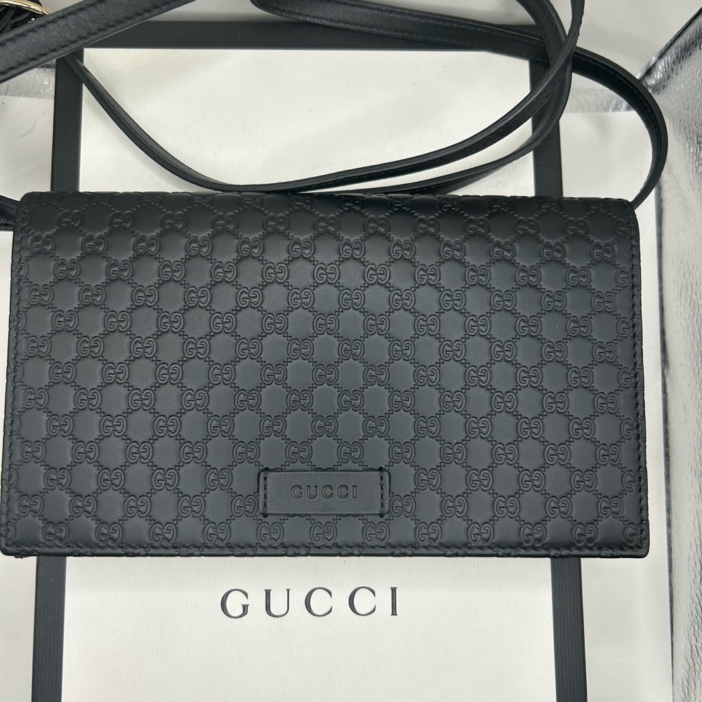 Gucci Black GG Embossed Crossbody Bag